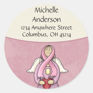Pink Ribbon Angel D1 Return Address Labels