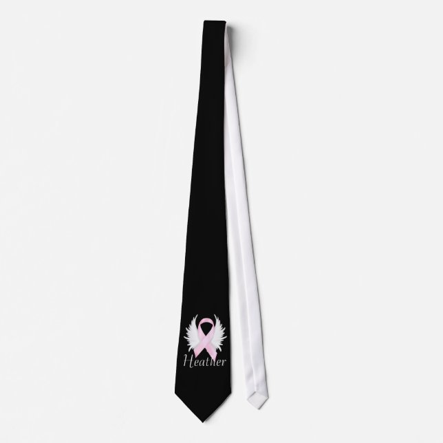 Pink Ribbon Angel Wings Tie (Front)