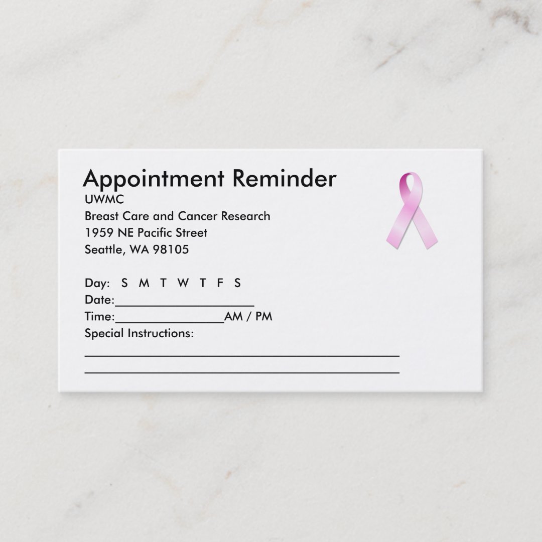 Pink Ribbon Appointment Reminder | Zazzle
