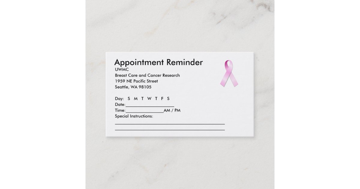 Pink Ribbon Appointment Reminder | Zazzle
