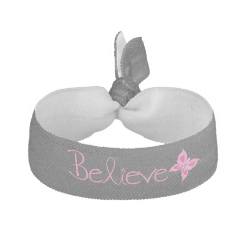 Pink Ribbon Awareness Butterfly Elastic Hair Tie