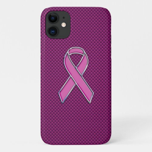 Pink Ribbon Awareness Carbon Fiber iPhone 11 Case