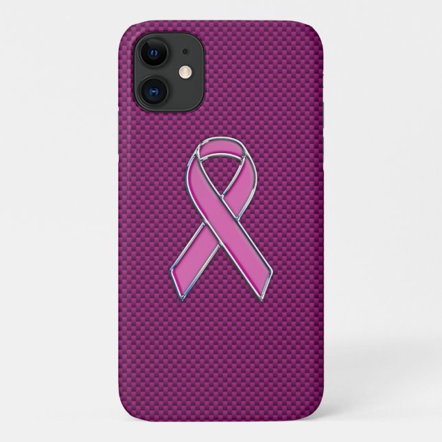 Pink Ribbon Awareness Carbon Fiber Case-Mate iPhone Case (Back)