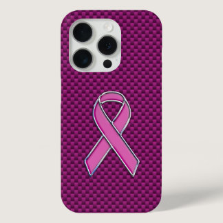 Pink Ribbon Awareness Carbon Fiber iPhone 15 Pro Case
