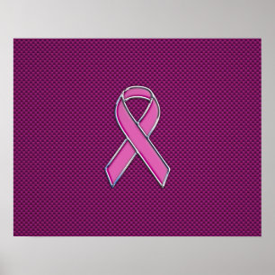 Pink Ribbon Awareness Carbon Fiber Decor