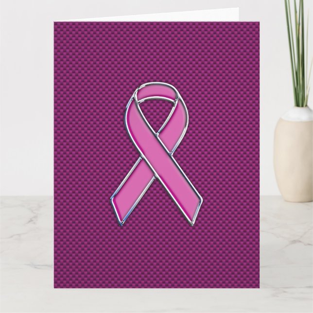 Pink Ribbon Awareness Carbon Fiber Decor Card (Front)