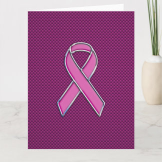 Pink Ribbon Awareness Carbon Fiber Decor Card