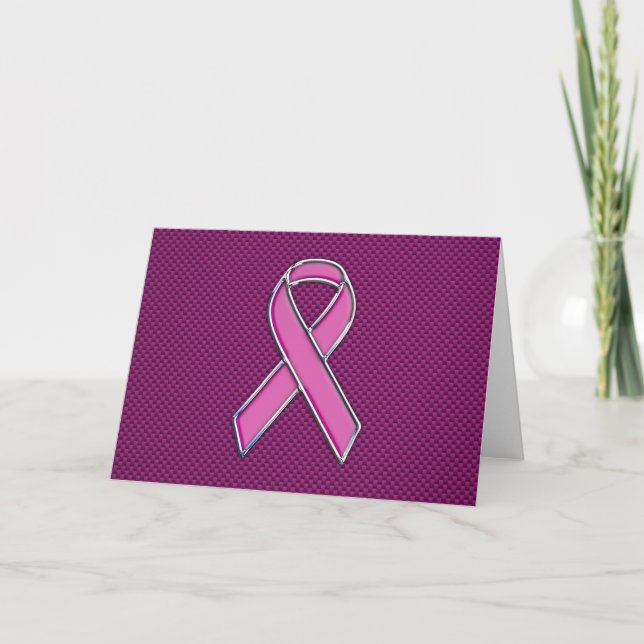 Pink Ribbon Awareness Carbon Fiber Decor Card (Front)