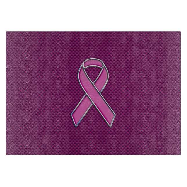 Pink Ribbon Awareness Carbon Fiber Decor Cutting Board (Front)