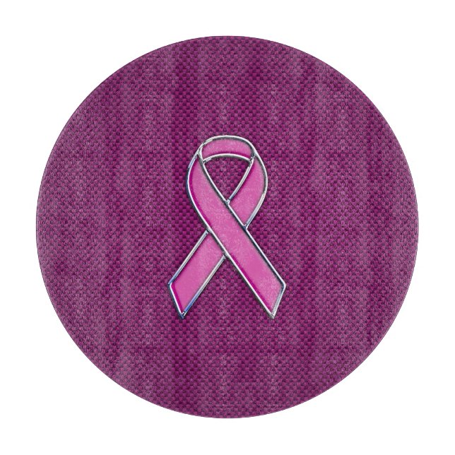 Pink Ribbon Awareness Carbon Fiber Decor Cutting Board (Front)