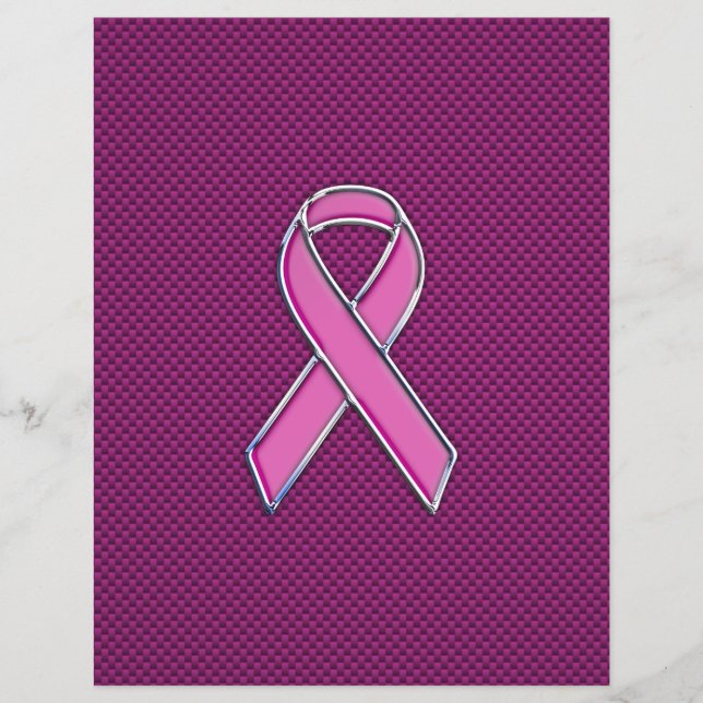 Pink Ribbon Awareness Carbon Fiber Decor Flyer (Front)
