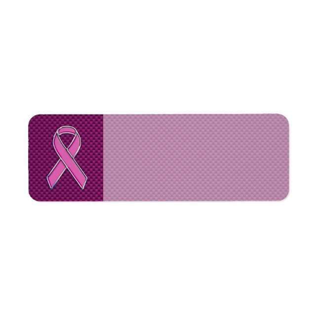 Pink Ribbon Awareness Carbon Fiber Decor Label (Front)