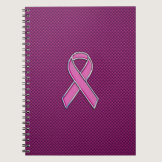 Pink Ribbon Awareness Carbon Fiber Decor Notebook
