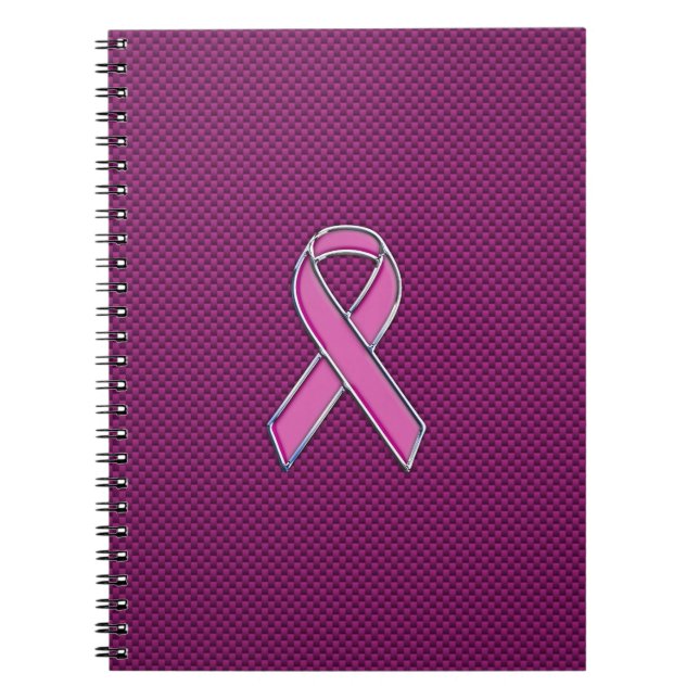 Pink Ribbon Awareness Carbon Fiber Decor Notebook (Front)