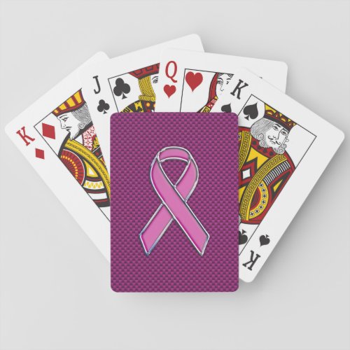 Pink Ribbon Awareness Carbon Fiber Decor Playing Cards