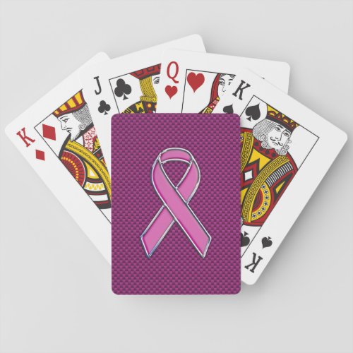 Pink Ribbon Awareness Carbon Fiber Decor Poker Cards