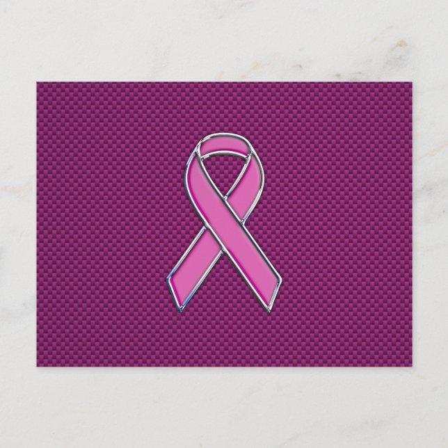 Pink Ribbon Awareness Carbon Fiber Decor Postcard (Front)
