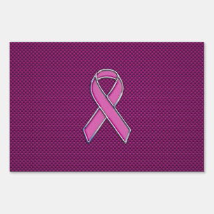 Pink Ribbon Awareness Carbon Fiber Decor Yard Sign