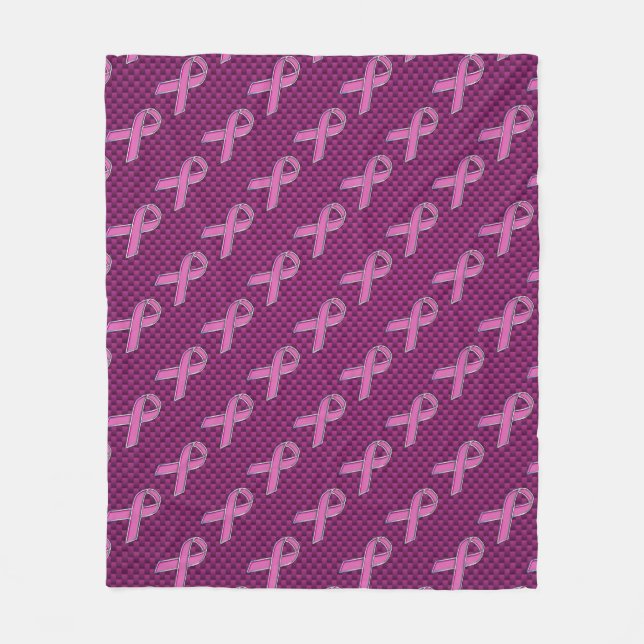 Pink Ribbon Awareness Carbon Fiber Fleece Blanket (Front)