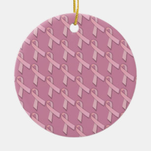 Pink Ribbon Awareness Ceramic Ornament