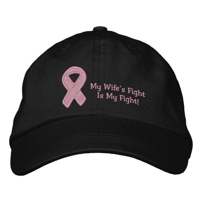 Pink Ribbon Awareness Embroidered Baseball Cap (Front)