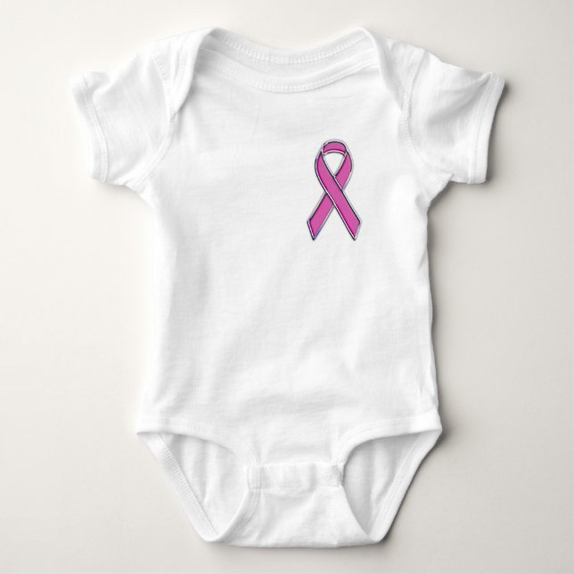 Pink Ribbon Awareness Fuchsia Carbon Fiber Baby Bodysuit (Front)