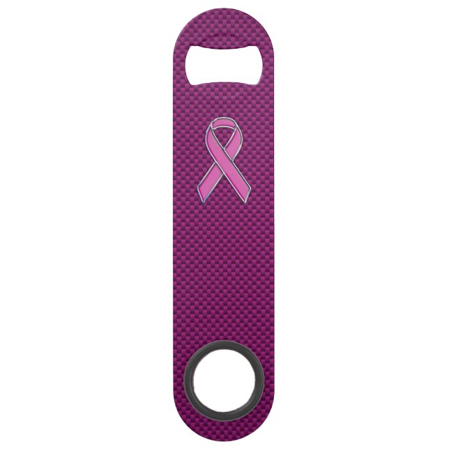 Pink Ribbon Awareness Fuchsia Carbon Fiber Bar Key (Front)