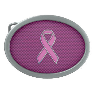 Pink Ribbon Awareness Fuchsia Carbon Fiber Belt Buckle