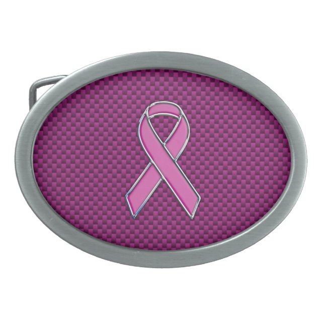 Pink Ribbon Awareness Fuchsia Carbon Fiber Belt Buckle (Front)