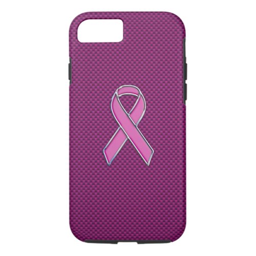 Pink Ribbon Awareness Fuchsia Carbon Fiber iPhone 87 Case