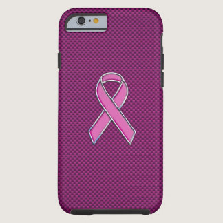 Pink Ribbon Awareness Fuchsia Carbon Fiber Tough iPhone 6 Case