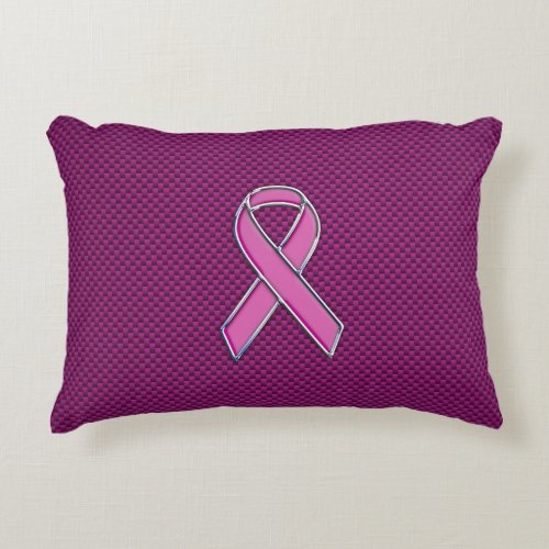 Pink Ribbon Awareness Fuchsia Carbon Fiber Decorative Pillow