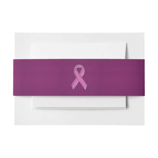 Pink Ribbon Awareness Fuchsia Carbon Fiber Invitation Belly Band (Front Example)