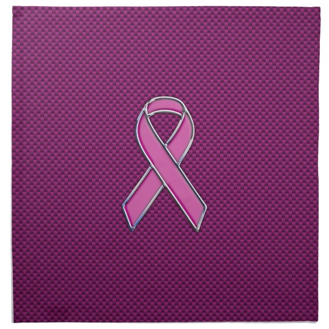 Pink Ribbon Awareness Fuchsia Carbon Fiber Napkin (Front)
