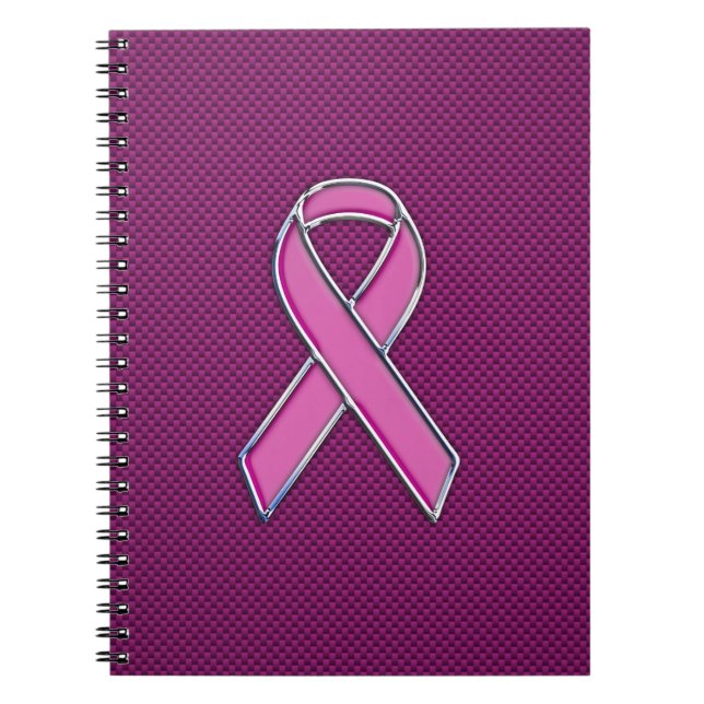 Pink Ribbon Awareness Fuchsia Carbon Fiber Notebook (Front)
