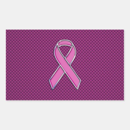 Pink Ribbon Awareness Fuchsia Carbon Fiber Rectangular Sticker