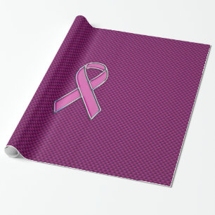 Pink Ribbon Awareness Fuchsia Carbon Fiber Wrapping Paper
