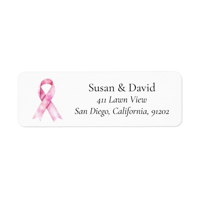 Pink Ribbon Awareness Support & Cause Label (Front)