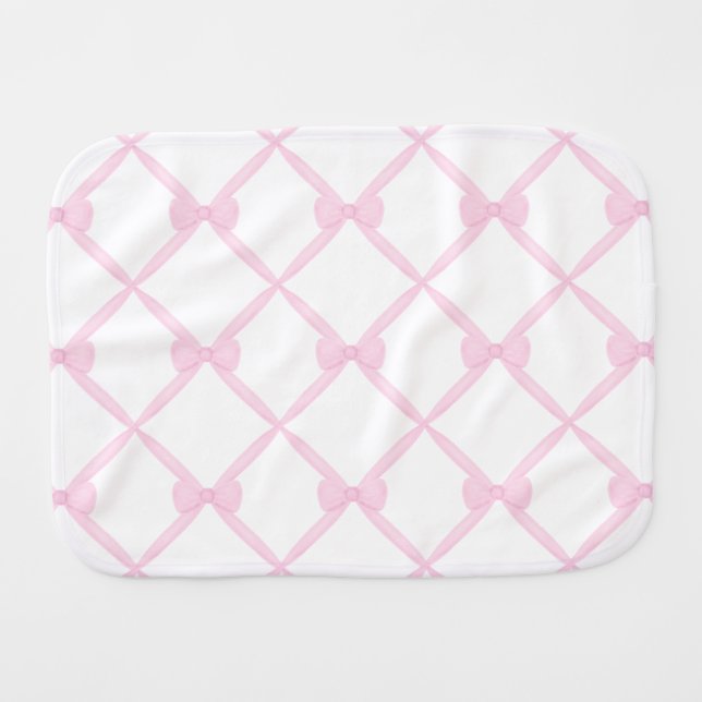 Pink Ribbon Baby Burp Cloth (Front Horizontal)