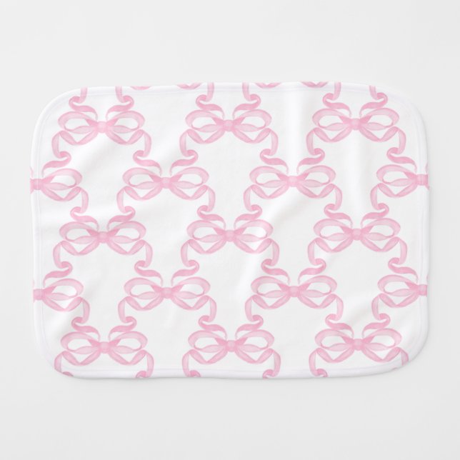 Pink Ribbon Baby Burp Cloth (Front Horizontal)