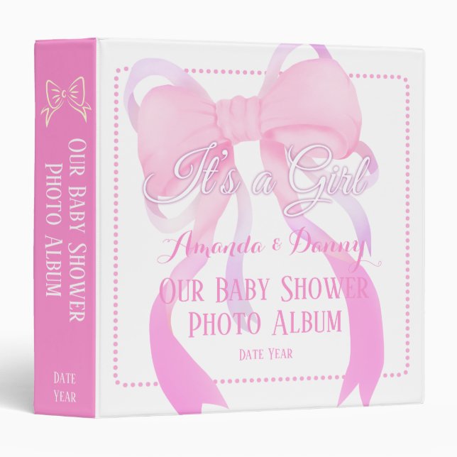 Pink Ribbon Baby Shower Binder (Front/Spine)