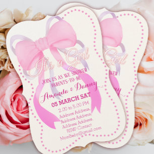 Pink Ribbon Baby Shower  Holiday Card