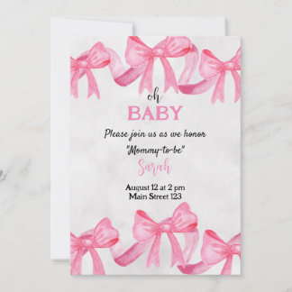 Pink Ribbon Baby Shower Invitation