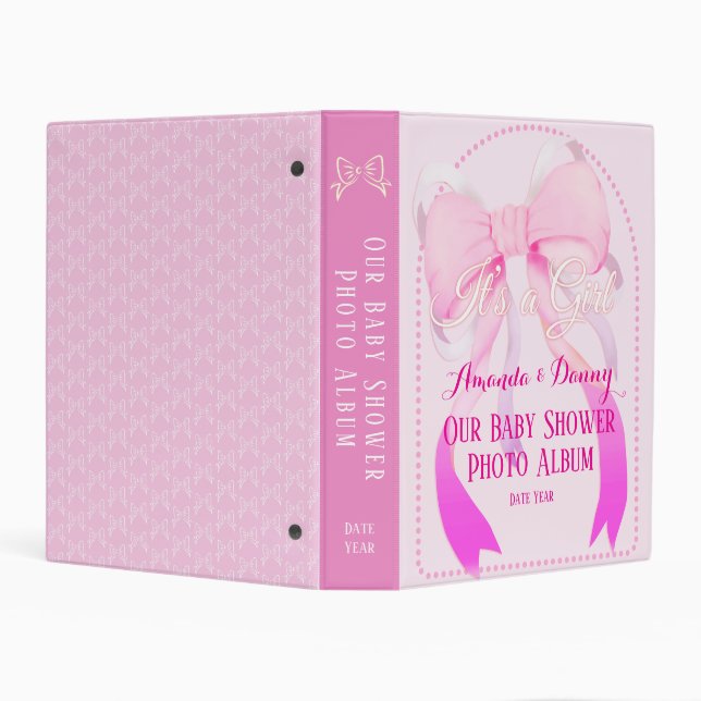 Pink Ribbon Baby Shower Pink Binder (Background)