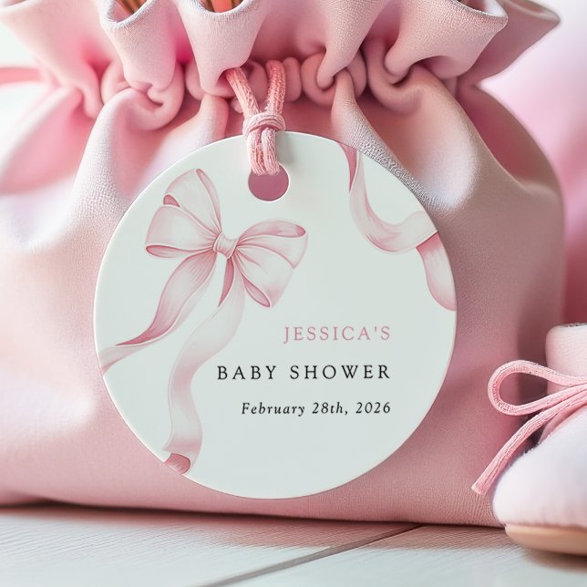 Pink Ribbon Baby Shower Tags (Creator Uploaded)