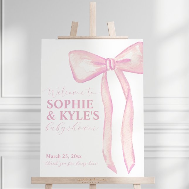 Pink Ribbon Baby Shower Welcome Sign  (Creator Uploaded)