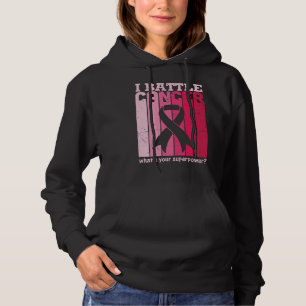 Pink Ribbon Battle Cancer Survivor Support Warrior Hoodie