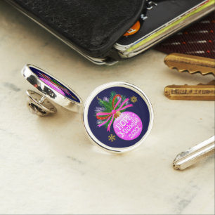 Pink Ribbon Bauble Lapel Pin