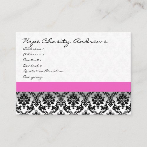 Pink Ribbon Black and White Damask Floral - Business Cards