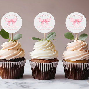 Pink Ribbon Blush Bridal Shower Classic Round Sticker